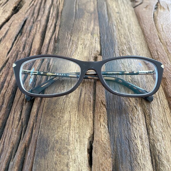 Prada Eyeglasses Brown Tortoise Gold VPR 04P 54-17-135 DHO-101 - Picture 1 of 12